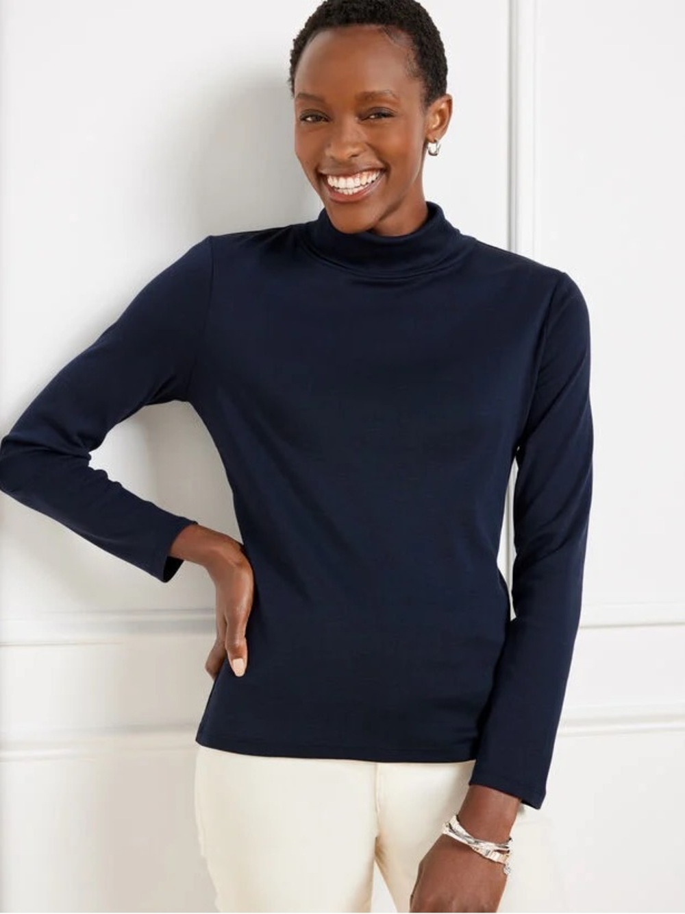 Talbots Cotton Turtleneck in Indigo Blue Size L
